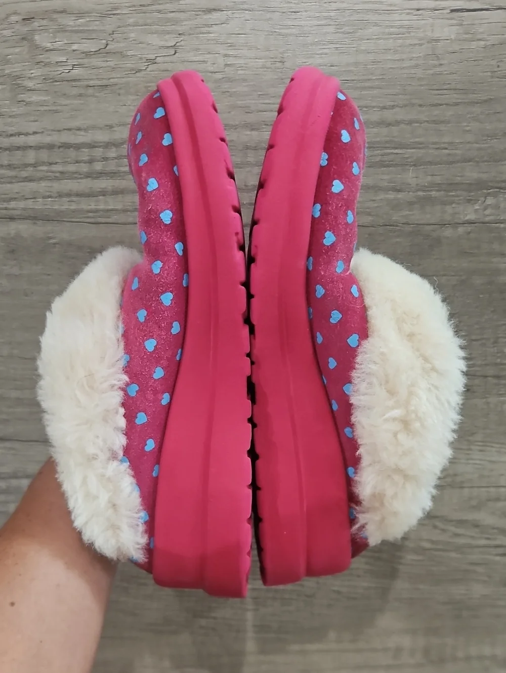 Ugg I love UGG Pink suede Heart Slippers size 5